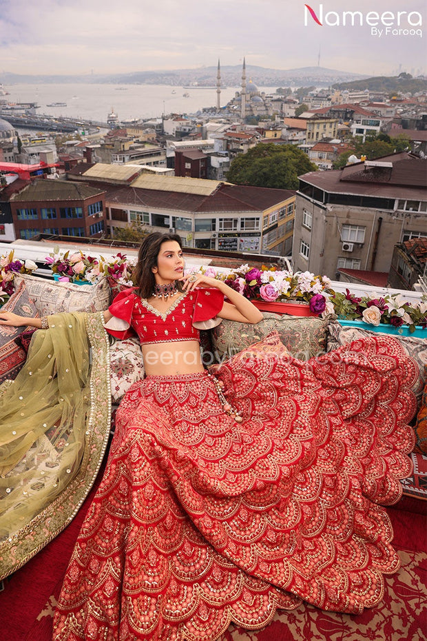 Latest Velvet Lehenga Choli Bridal Dress Pakistani