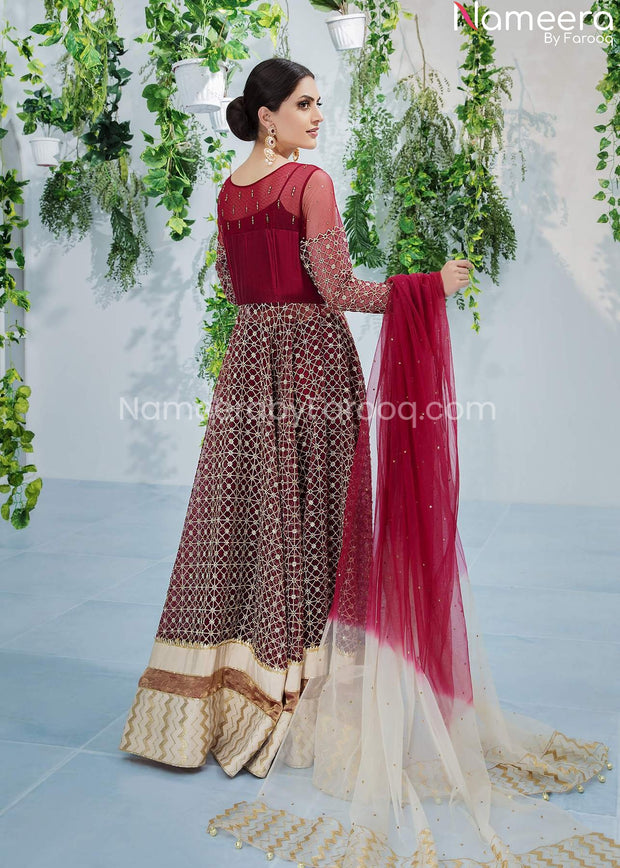 Latest Wedding Full Length Frock in Royal Red Online