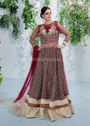 Latest Wedding Full Length Frock in Royal Red