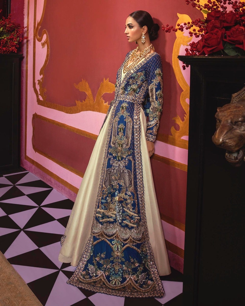 Latest Wedding Gown Frock Dress in Blue Shade for Wedding