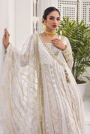 Latest White Chiffon Angrakha Pakistani Dress for Nikkah