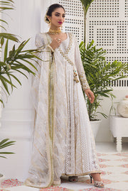 Latest White Chiffon Angrakha Pakistani Nikkah Dress