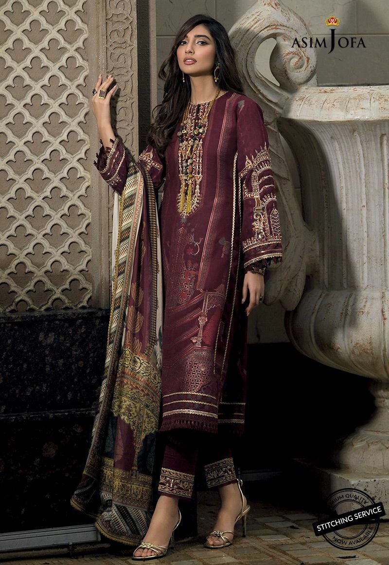 Latest Eid Wear for Women in Maroon Color Front