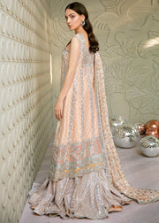 Latest Pakistani Bridal Lehnga with Pishwas Shirt for Wedding Backside View