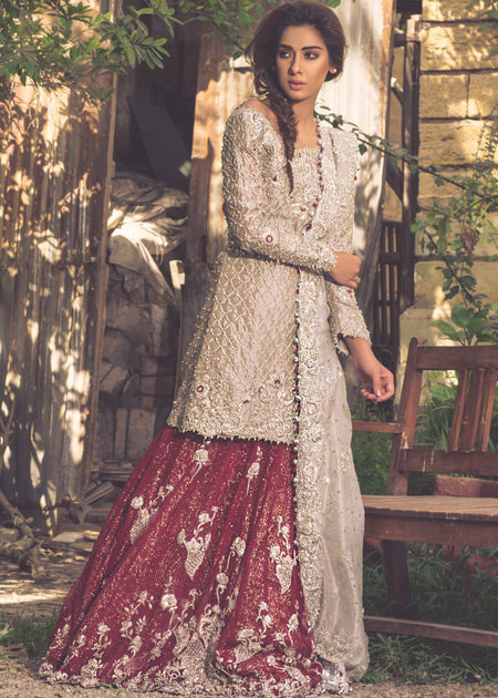 Buy Latest Pakistani Bridal Net Lehnga for Wedding – Nameera by Farooq