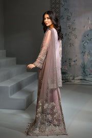 Pakistani Chiffon Party Dress in Elegant Design Backside View