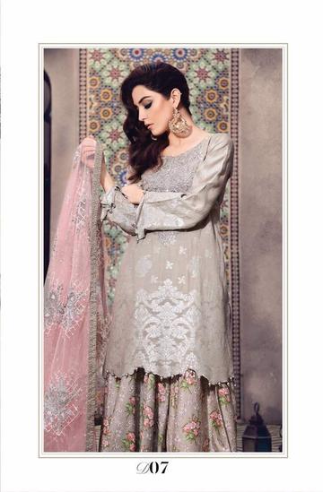 Latest Pakistani Sharara Dress with Skin Brown Short Kameez