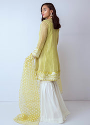 Latest organza dress for party in fresh yellow color # P2267