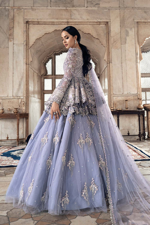 Lavender Lehenga Peplum for Pakistani Bridal Wear Nameera by Farooq