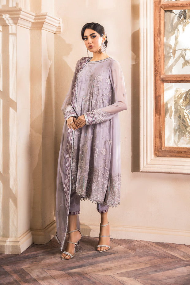 Lavender Pakistani Dress with Fine Embroidery 2022