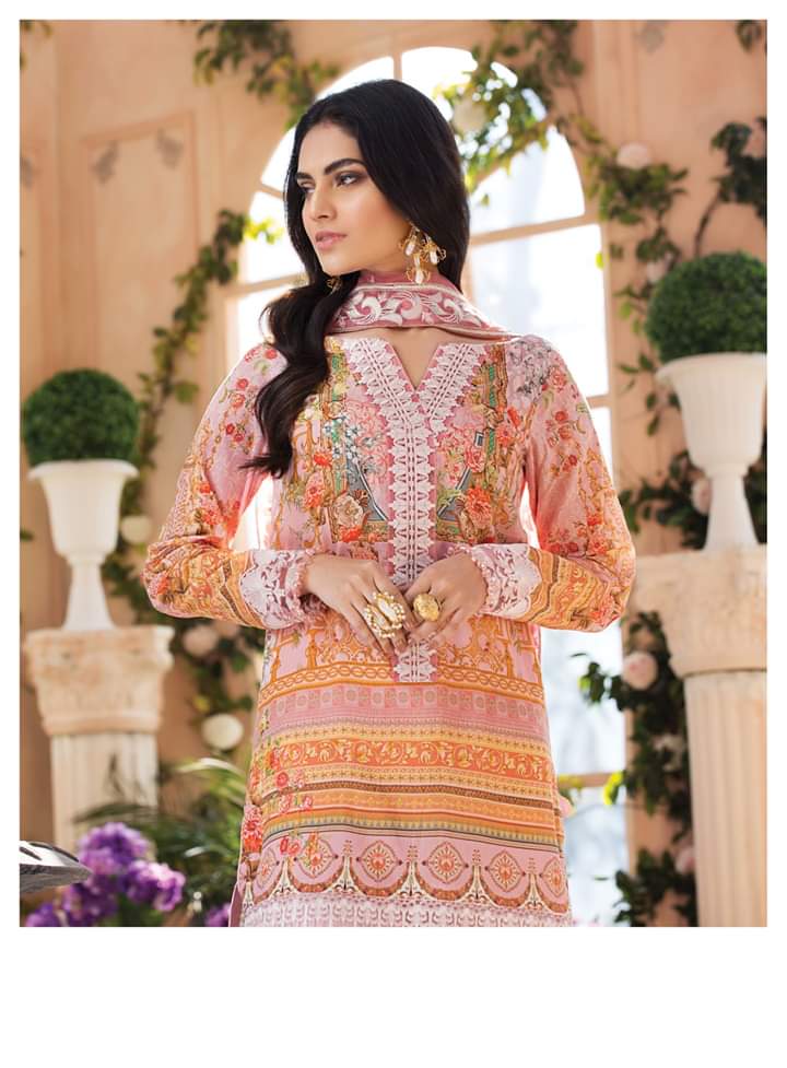 Lawn Outfit 2020 in Pink Color Close Up