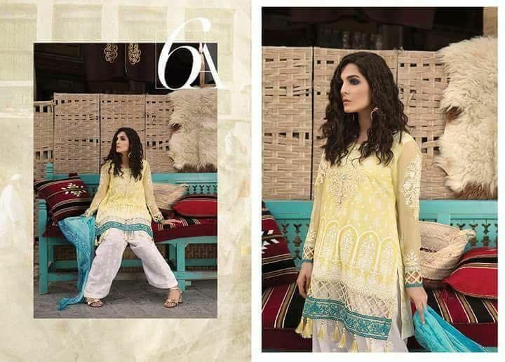 Lawn Shalwar Kameez chiffon Sleeves Pakistani Designer Suit 