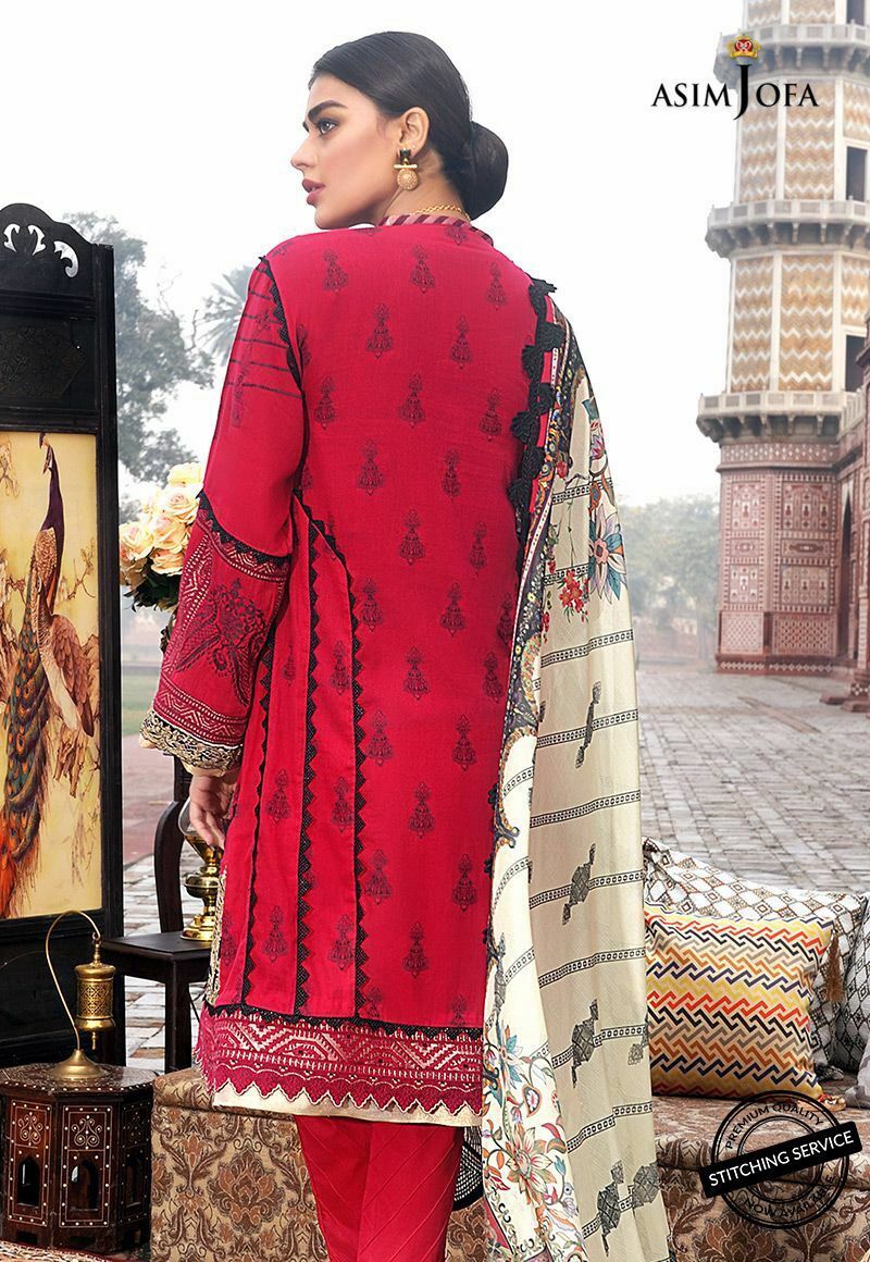 Lawn Suit Online Shoping in Red Color Backside