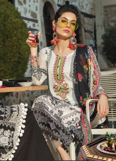 Lawn Suit Printed in White Color Latest Designs 2020 – Nameera by Farooq