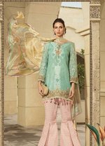 Lawn Suit with Embriodery in Turquoise Color Clear View