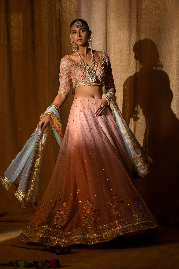 Lehenga Choli Bridal Wedding Dress in Pastel Color Online