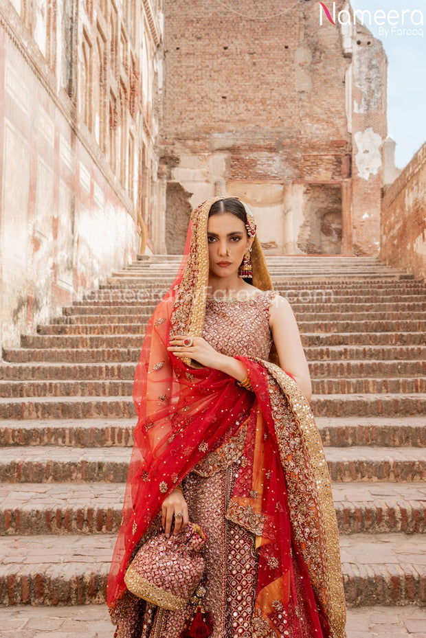 Lehenga Choli Dress for Wedding in Red Color Front Look