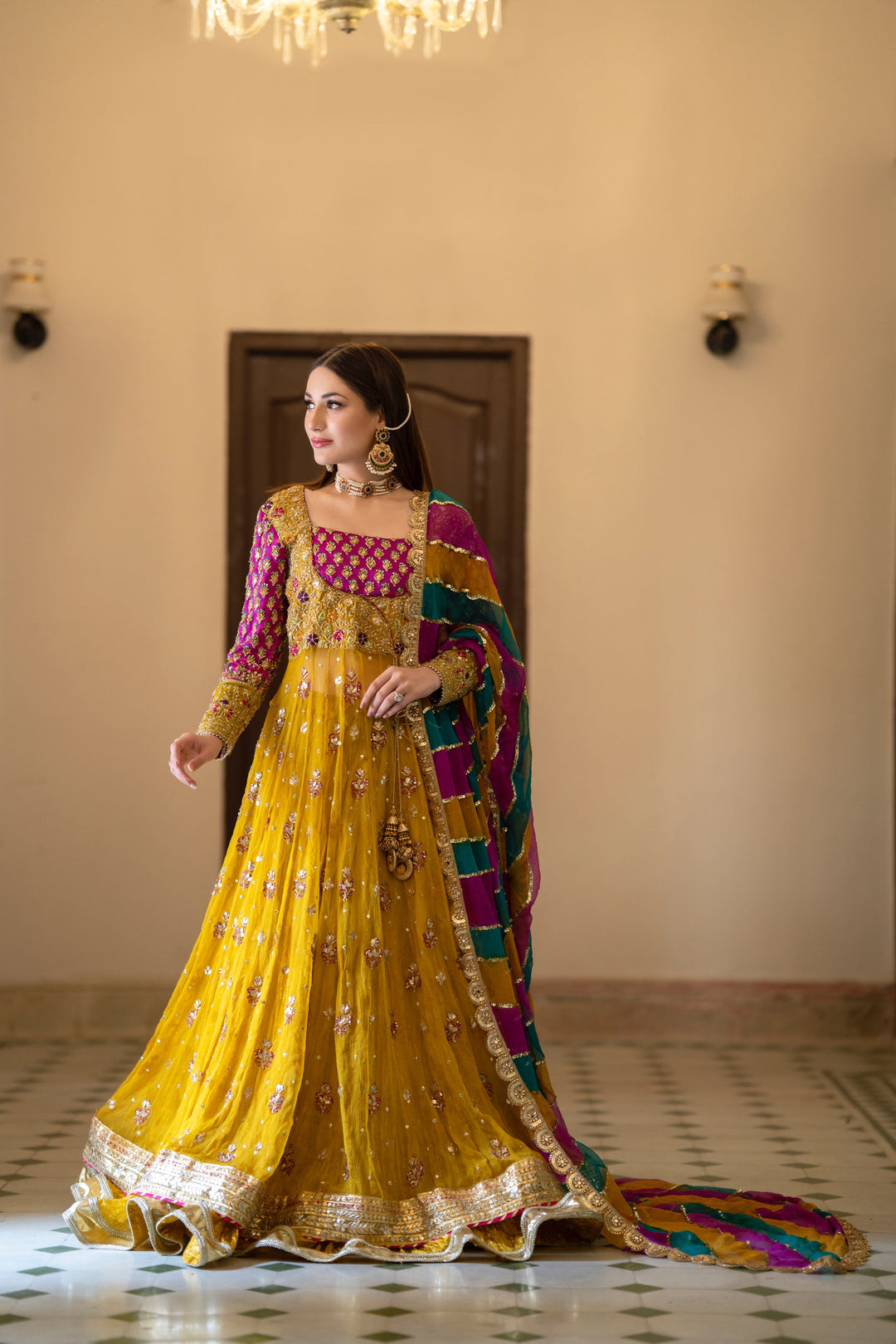 Exquisite Yellow Pakistani Bridal Dress for Mehndi
