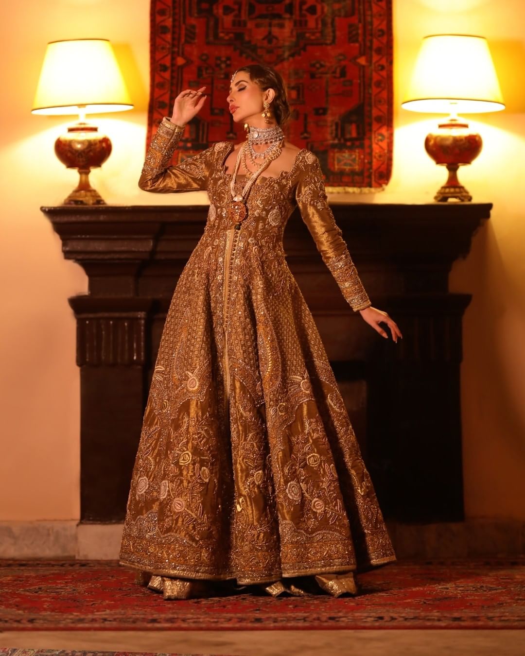 Lehenga Jacket Golden Bridal Dress Pakistani Online