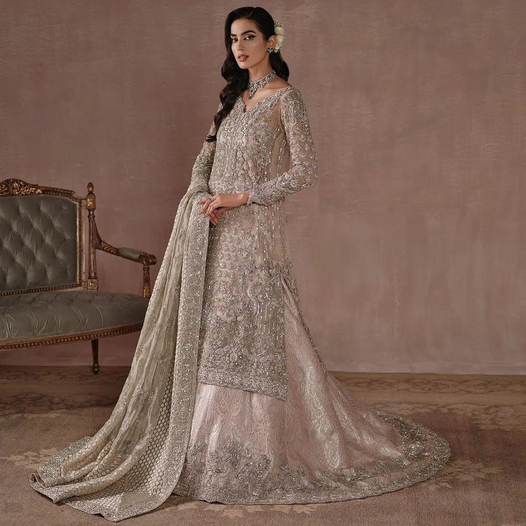 Elegant Silver Pakistani Bridal Lehenga for Your Dream Wedding