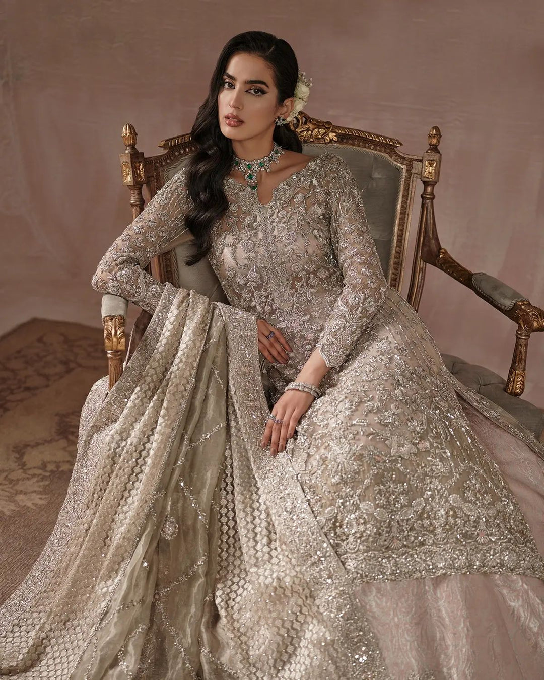 Elegant Silver Pakistani Bridal Lehenga for Your Dream Wedding