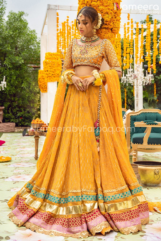 Yellow Lehenga Cholis: Buy Latest Indian Designer Yellow Ghagra Choli Online  - Utsav Fashion