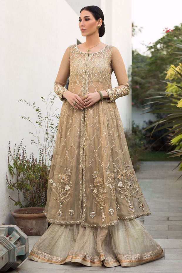 Lehenga and Front Open Gown Pakistani Nikkah Dress