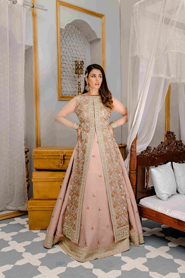 Buy Lehenga and Front Open Gown Pakistani Wedding Dress – Nameera by Farooq