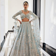 Light Blue Lehenga Choli and Dupatta Dress for Bride