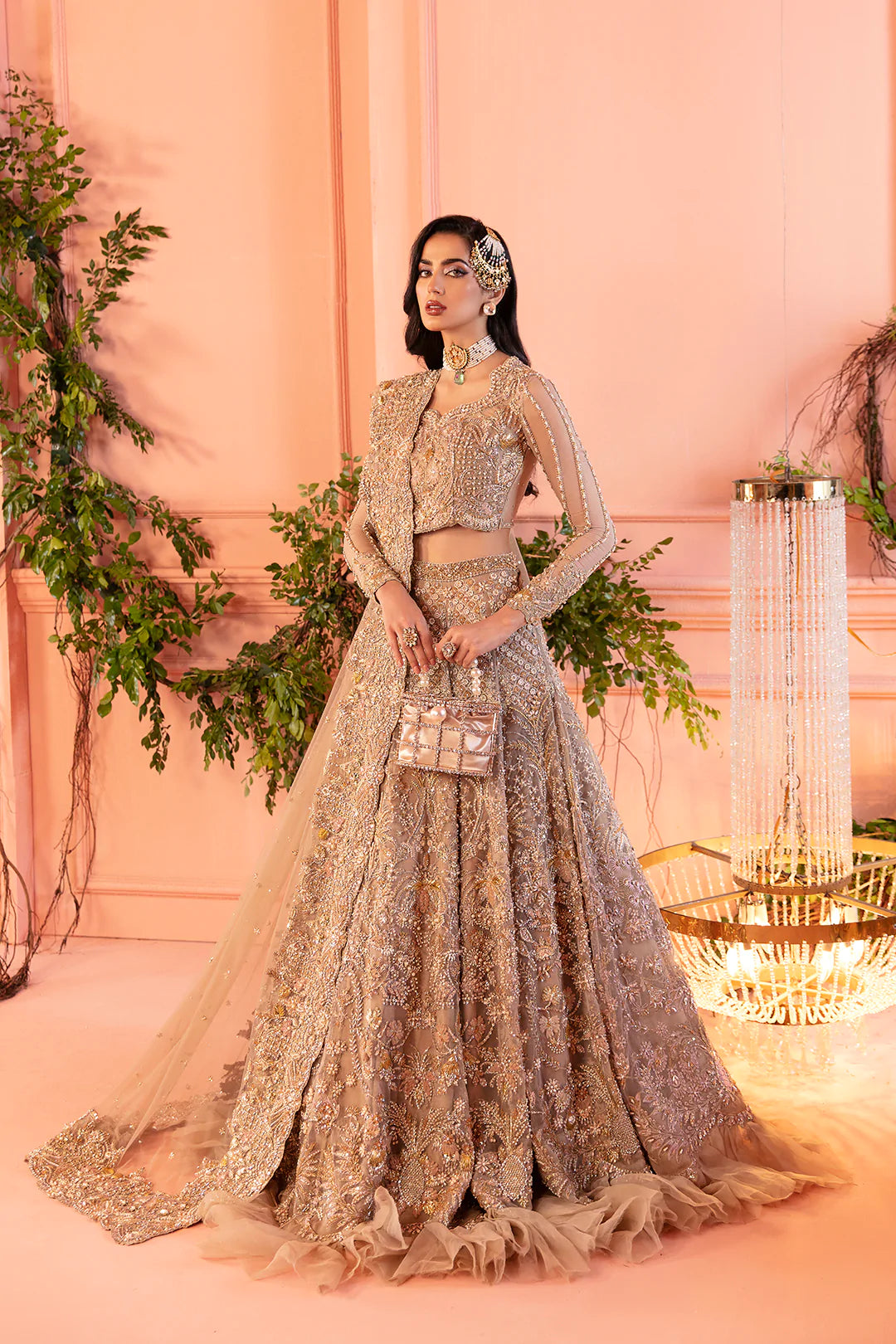 Light Brown Lehenga Choli for Pakistani Bridal Wear