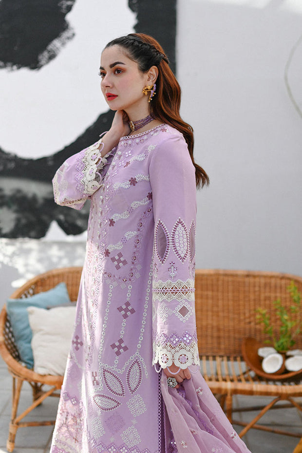 Lilac Pakistani Dress in Kameez Trouser Dupatta Style Online