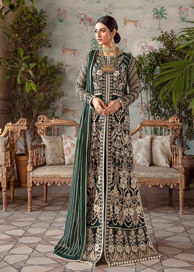Long Crinkle Chiffon Maxi in Bottle Green Color