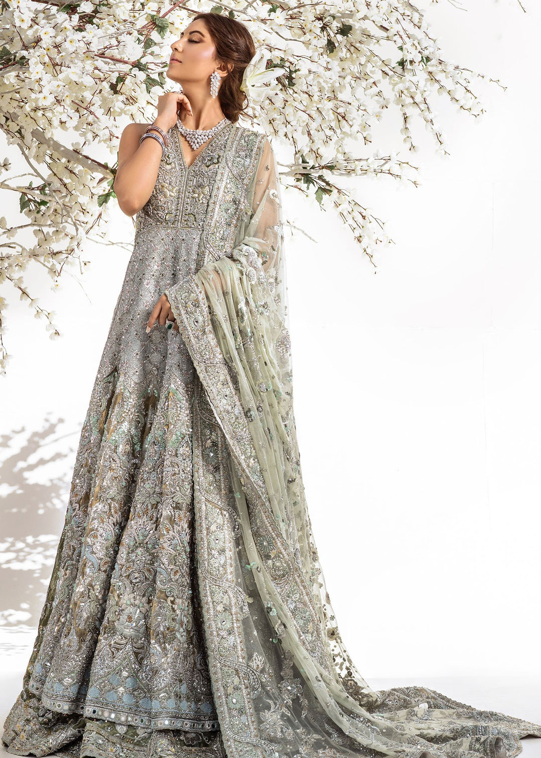 Long Designer Maxi in Silver Color