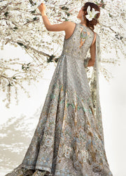 Long Designer Maxi in Silver Color Backside Look