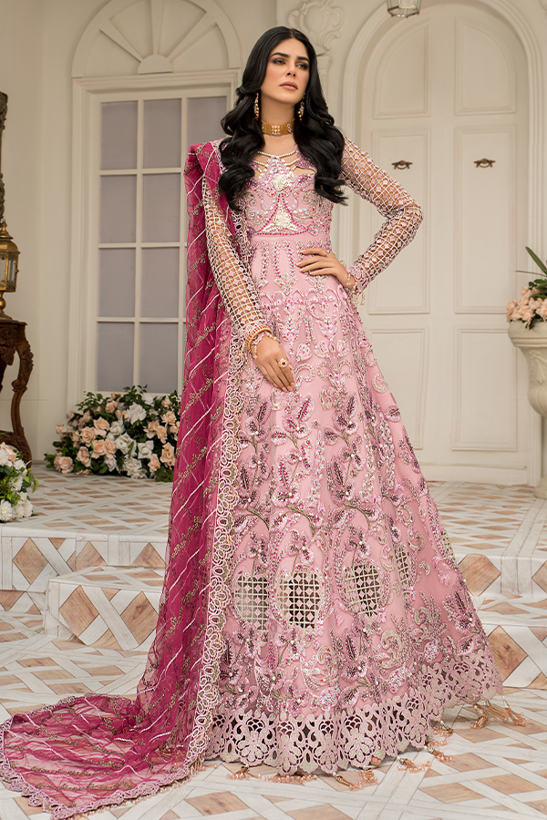 Latest Long Dress Pakistani in Soft Pink Shade Online 2022 MEDIUM Latest Long Dress Pakistani in Soft Pink Shade Online 2022 MEDIUM