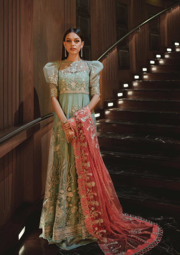 Long Frock Dress Pakistani in Pastle Green Shade 2022