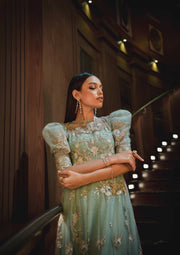 Long Frock Dress Pakistani in Pastle Green Shade Online