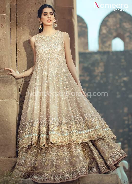 Long Frock with Pakistani Bridal Lehenga