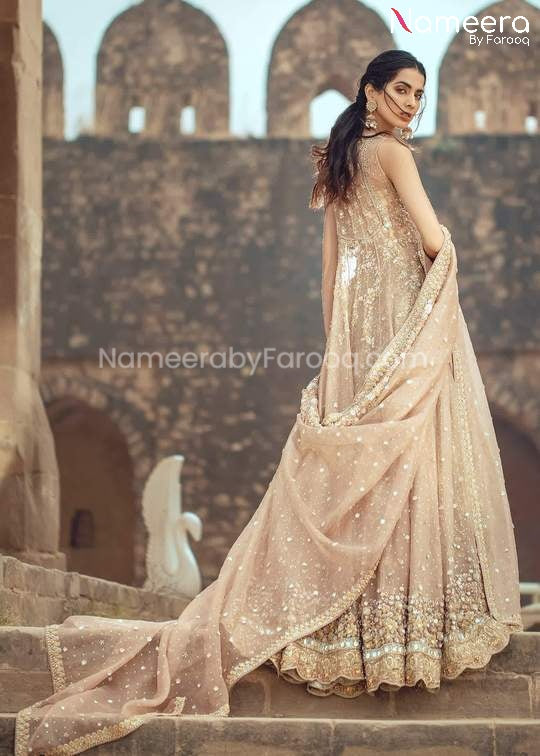 Long Frock with Pakistani Bridal Lehenga Online