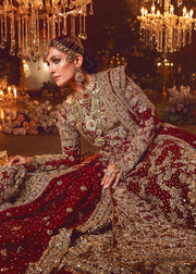 Long Kameez Red Lehenga Pakistani Wedding Dress