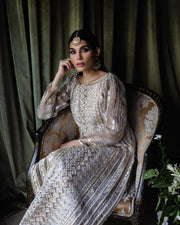 Long Kameez Sharara Pakistani Wedding Dress in White Online