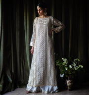 Long Kameez Sharara Pakistani Wedding Dress in White