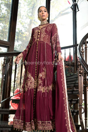 Long Maroon Maxi Dress for Girls with Embroidery #PR282