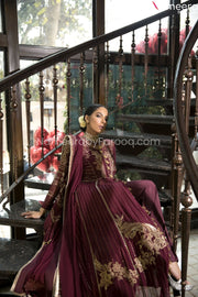 Long Maroon Maxi Dress for Girls with Embroidery #PR282