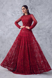 Long Maxi Bridal Maroon Lehenga for Indian Bridal Wear