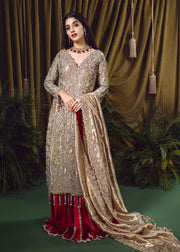 Long Shirt Red Sharara for Pakistani Wedding Dresses