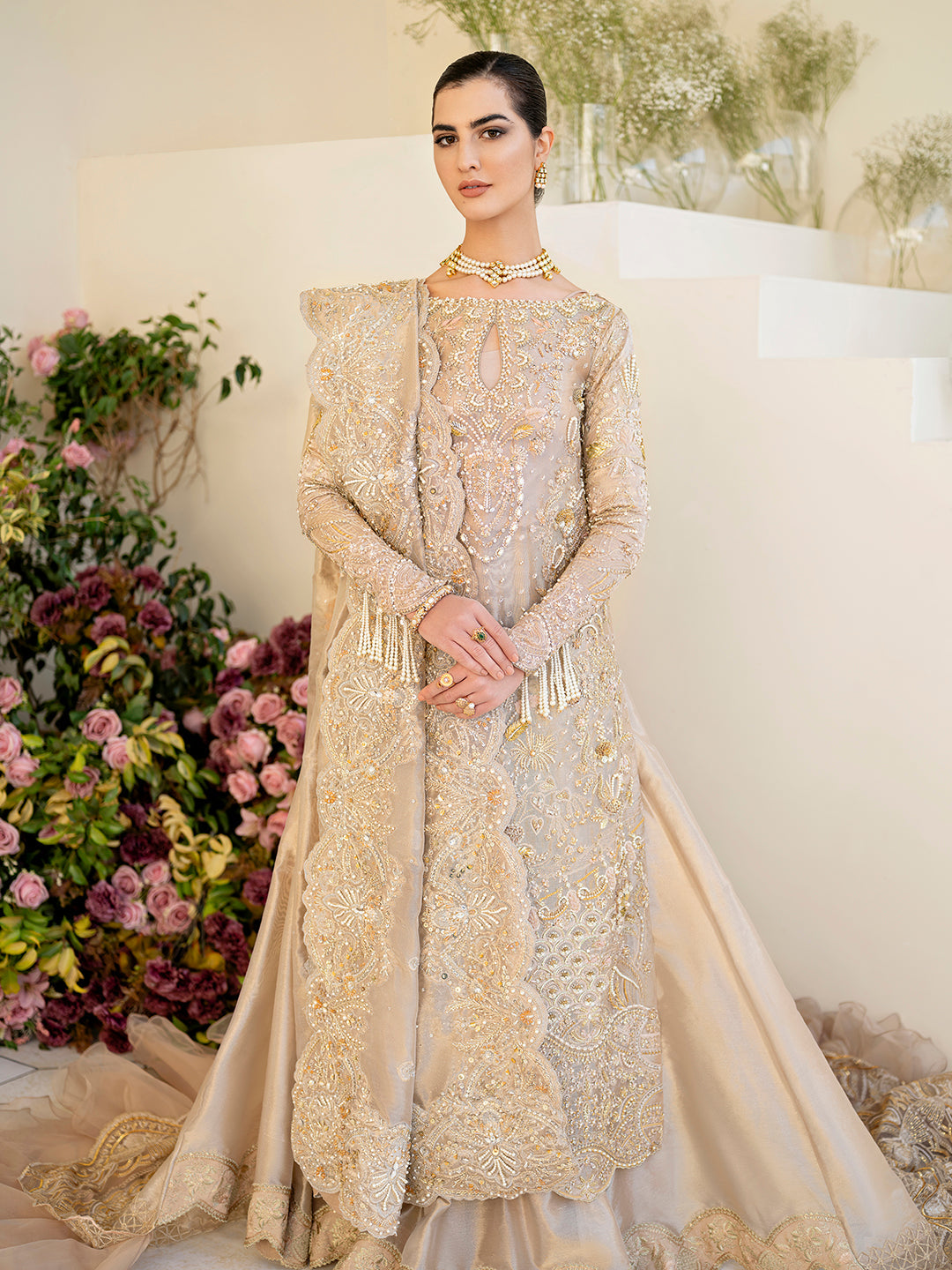 Long Skin Bridal Lehenga Kameez 
