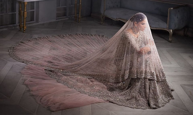 Long Tail Gown Dulhan Dress for Pakistani Bridal
