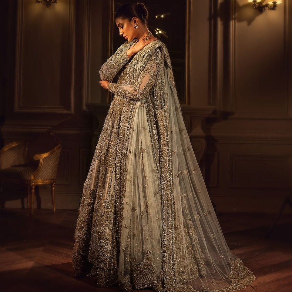 Long Tail Gown Style Dress for Pakistani Bridal Wear