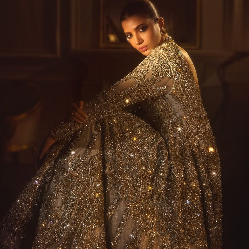 Long Tail Gown Style Dress for Pakistani Bridal Wear 2023